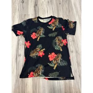George Floral Tiger Print Double Sided T-Shirt Small